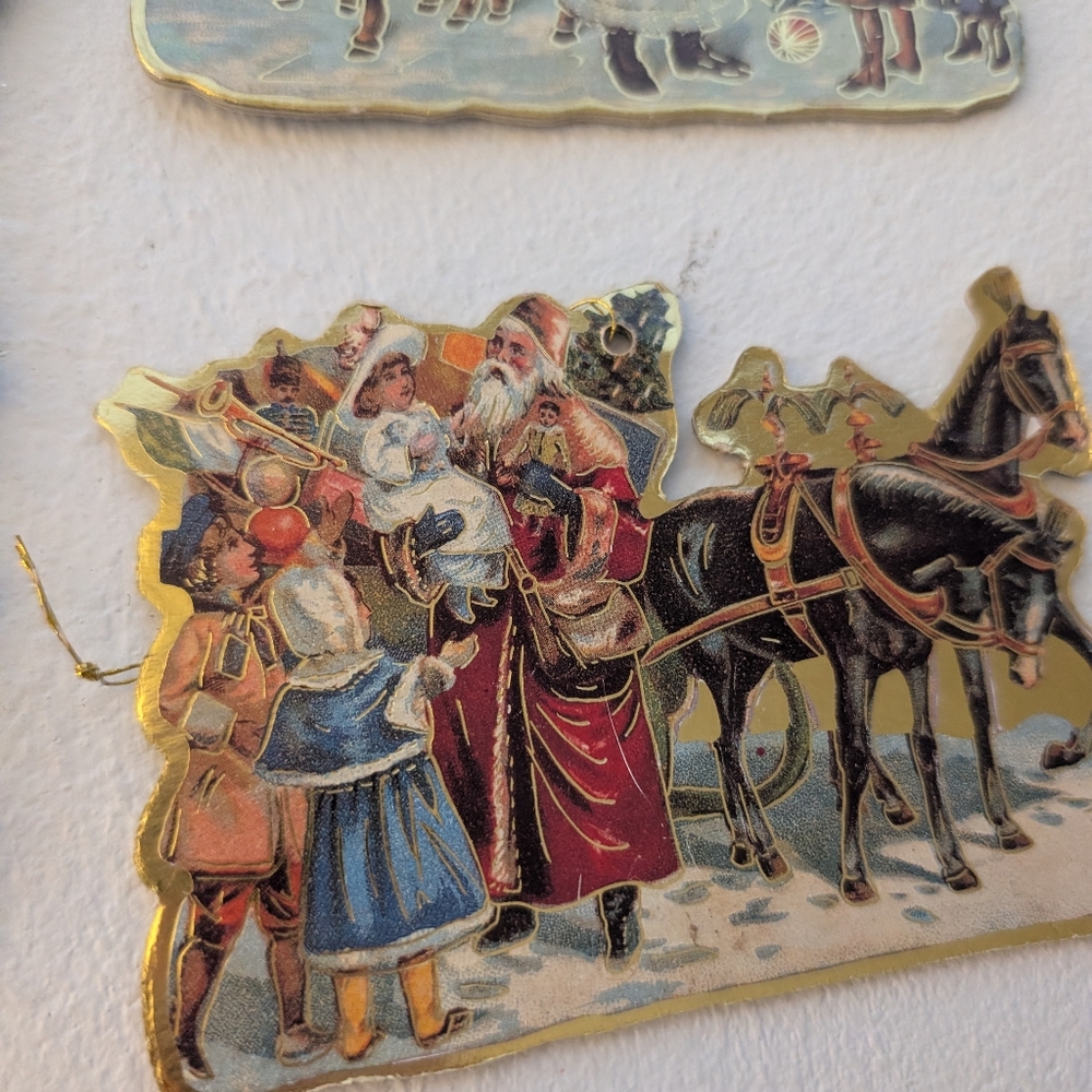 Vintage Christmas Paper Ornaments Goil Foil 6 Pieces - Picture 2 of 4
